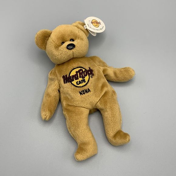 Hard Rock Cafe Kona Isaac Beara 1st in series of 5 Plush Brown Beanie Bear - Picture 2 of 8